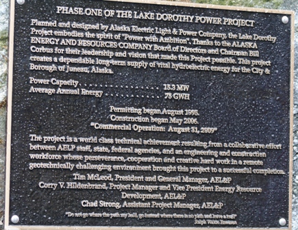 Lake Dorothy Dedication Plaque