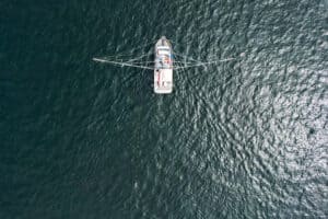 A fishing boat from above